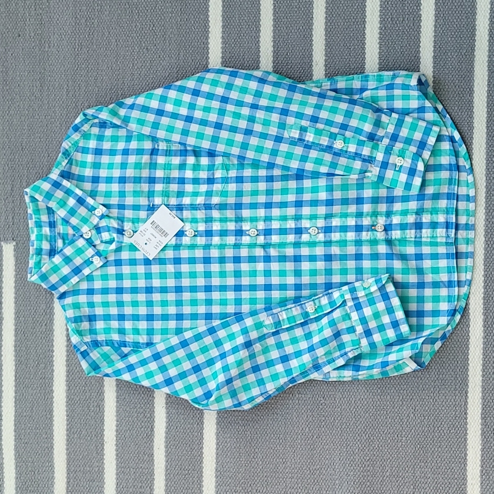 JCREW Crewcuts Long-sleeve button-down shirt, NWT, checkered pattern, Size 6-7,